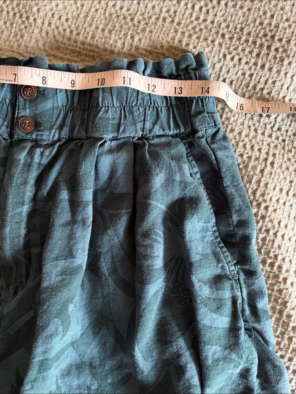 Madewell Linen Blend High-Waist Teal Floral Print Women's Shorts. M - Picture 3 of 6
